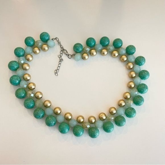 Jewelry | 3 For 1 Green And Gold Beaded Necklace | Poshmark